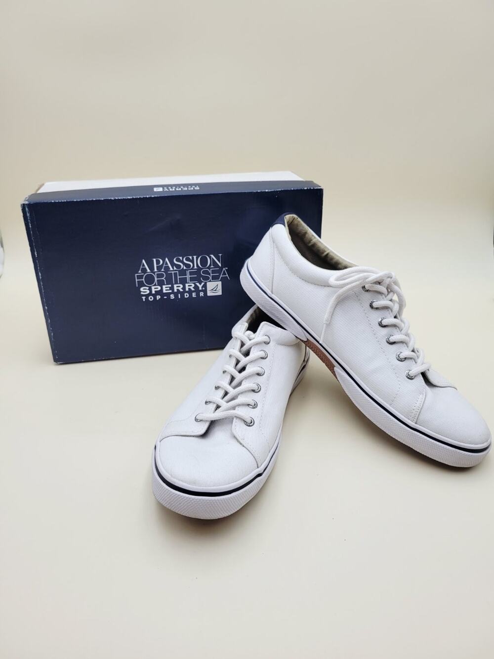 Sperry Top-sider Striper S/O Leather White Mens 11M Eur 44.5 M  STS12410